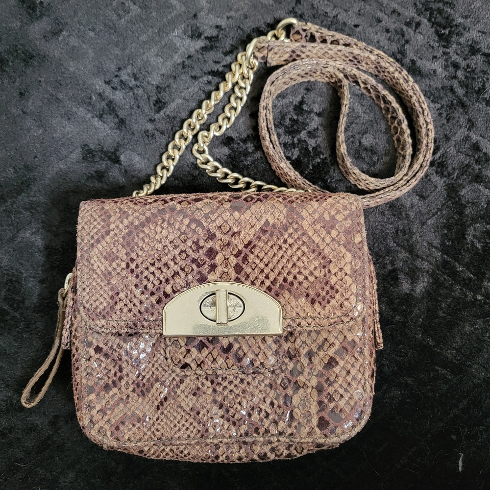 Faux Snake Skin Crossbody Bag